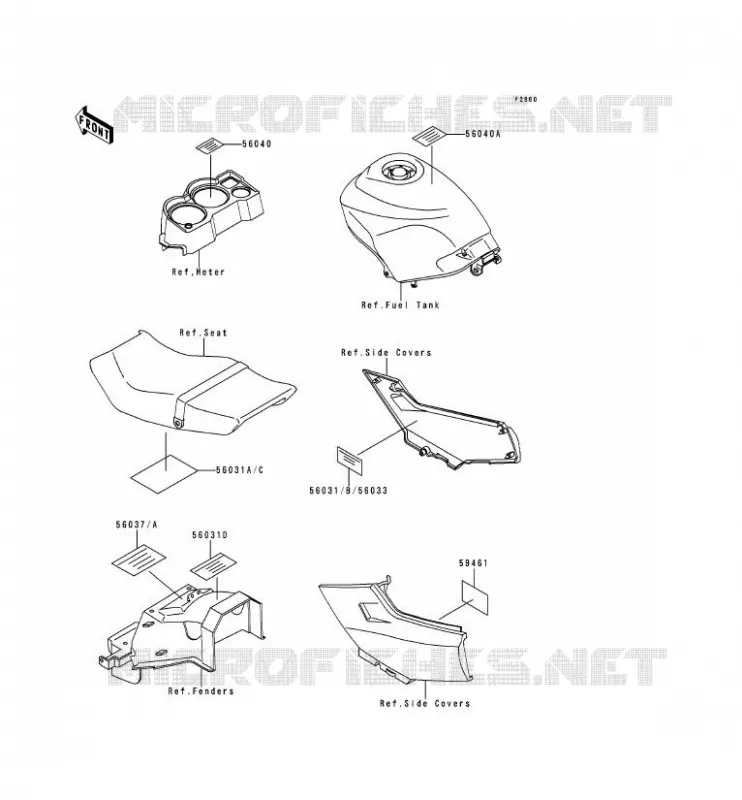 LABEL Kawasaki MOTOS 250 2000 NINJA 250R  EX250-F14