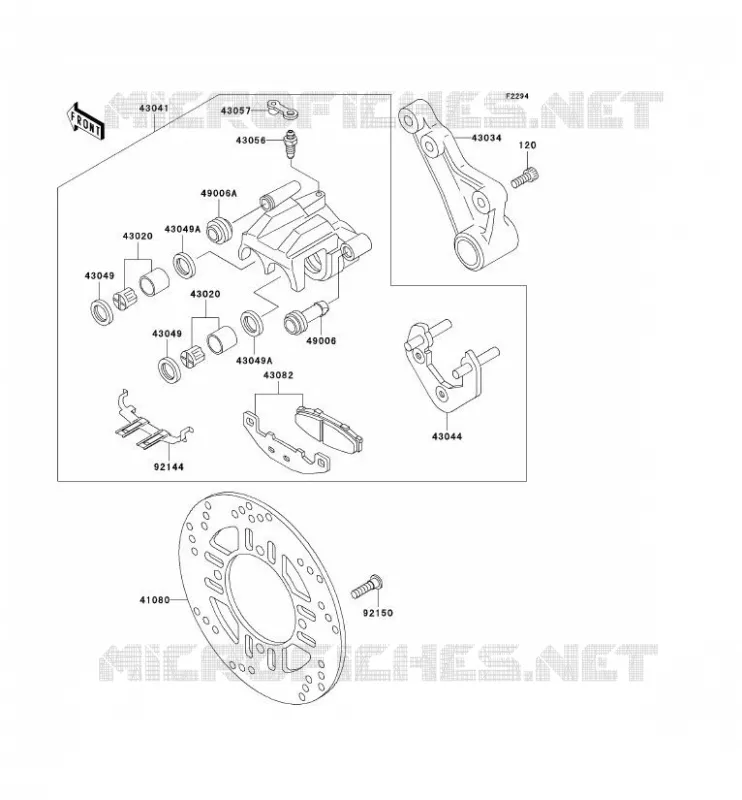 FREIN ARRIERE Kawasaki MOTOS 250 2001 NINJA 250R  EX250-F15