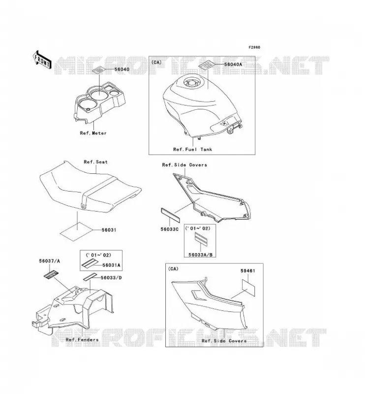 LABEL Kawasaki MOTOS 250 2001 NINJA 250R  EX250-F15