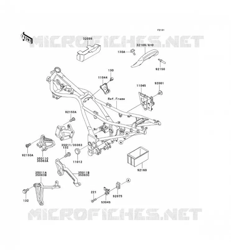 PIECE DE CADRE (COUVERTURE) Kawasaki MOTOS 250 2002 NINJA 250R  EX250-F16