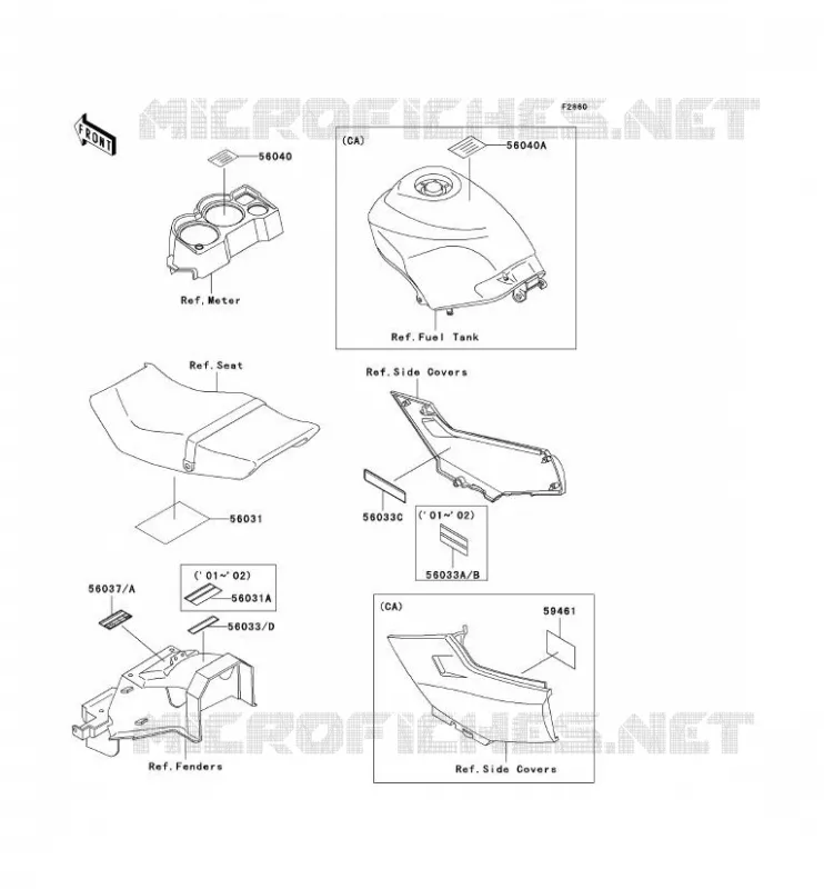 LABEL Kawasaki MOTOS 250 2002 NINJA 250R  EX250-F16