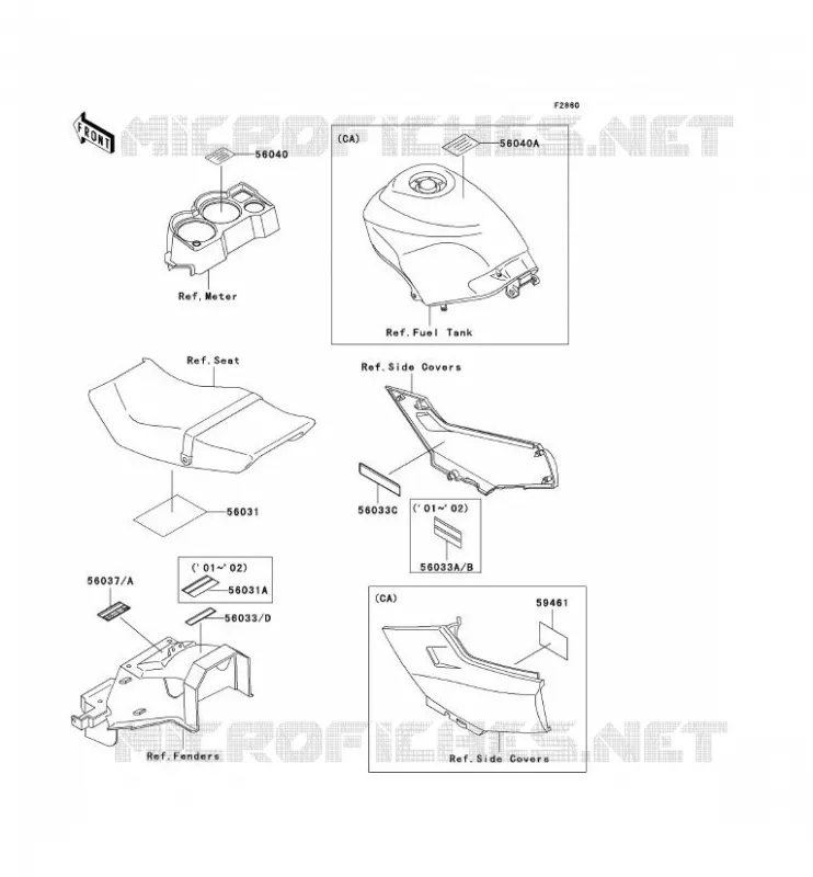 LABEL Kawasaki MOTOS 250 2005 NINJA 250R  EX250-F19