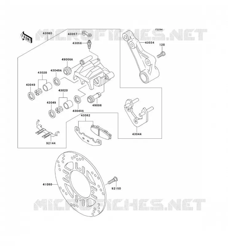 FREIN ARRIERE Kawasaki MOTOS 250 2007 NINJA 250R  EX250F7F