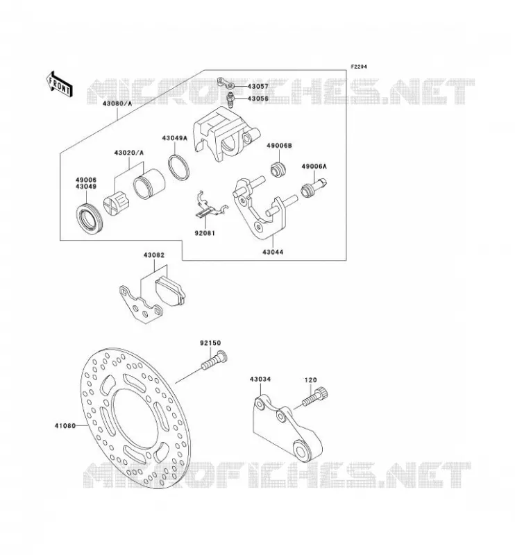 FREIN ARRIERE Kawasaki MOTOS 250 2002 ZZR250  EX250-H13