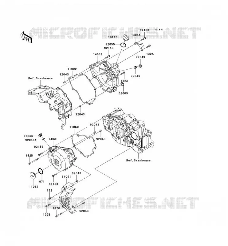 COUVERCLES MOTEUR Kawasaki MOTOS 250 2009 NINJA 250R  EX250J9F