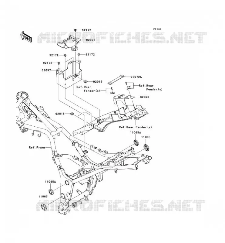 PIECE DE CADRE (COUVERTURE) Kawasaki MOTOS 250 2011 NINJA 250R  EX250JBFA