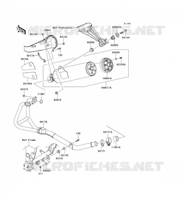 &Eacute;CHAPPEMENT Kawasaki MOTOS 250 2012 NINJA 250R  EX250JCF