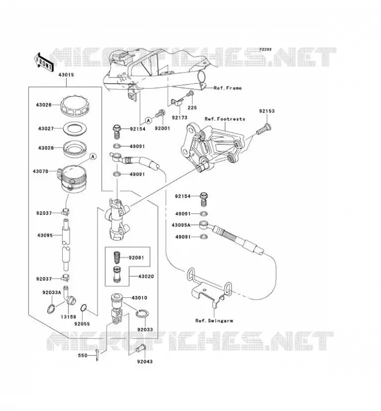 MAITRE CYLINDRE ARRI&Egrave;RE Kawasaki MOTOS 250 2012 NINJA 250R  EX250JCFA