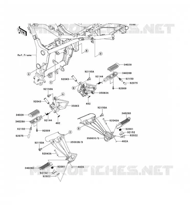 REPOSE PIED Kawasaki MOTOS 250 2008 NINJA 250R  EX250K8F
