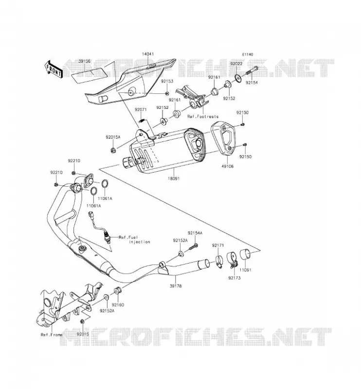 &Eacute;CHAPPEMENT Kawasaki MOTOS 300 2015 NINJA 300  EX300AFS