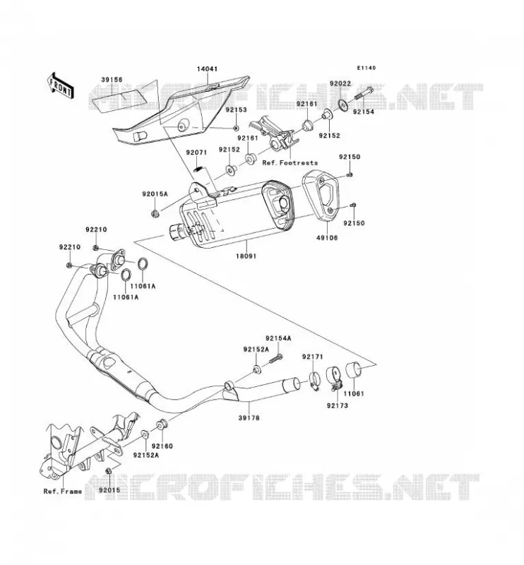 &Eacute;CHAPPEMENT Kawasaki MOTOS 300 2014 NINJA 300 ABS  EX300BES