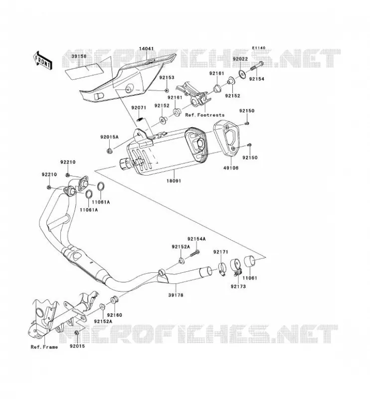 &Eacute;CHAPPEMENT Kawasaki MOTOS 300 2014 NINJA 300 ABS  EX300BES