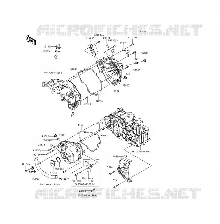 COUVERCLES MOTEUR Kawasaki MOTOS 300 2015 NINJA 300 ABS  EX300BFS