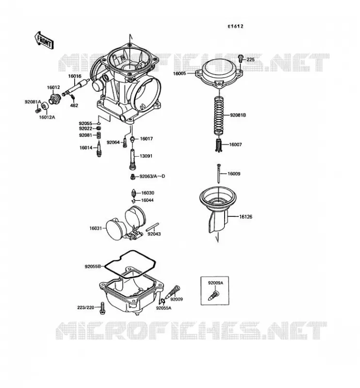 PI&Egrave;CES DE CARBURATEUR Kawasaki MOTOS 305 1994 GPZ305 BELT DRIVE  EX305-B10