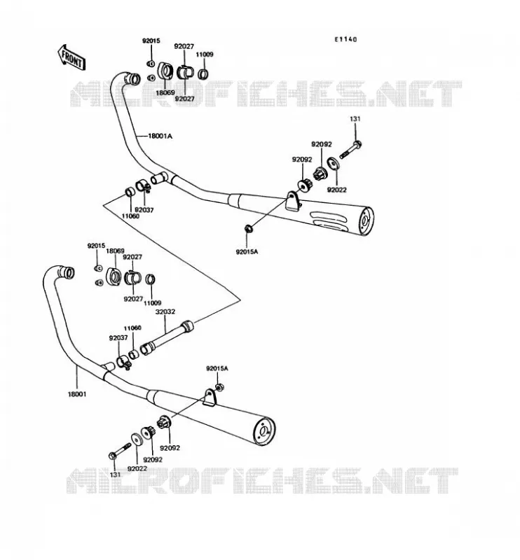 &Eacute;CHAPPEMENT Kawasaki MOTOS 305 1991 GPZ305 BELT DRIVE  EX305-B8