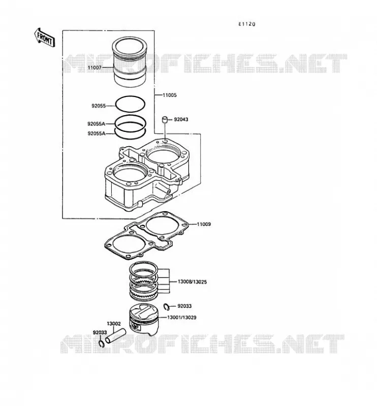 CYLINDRE/PISTON Kawasaki MOTOS 400 1989 GPZ400S  EX400-A3