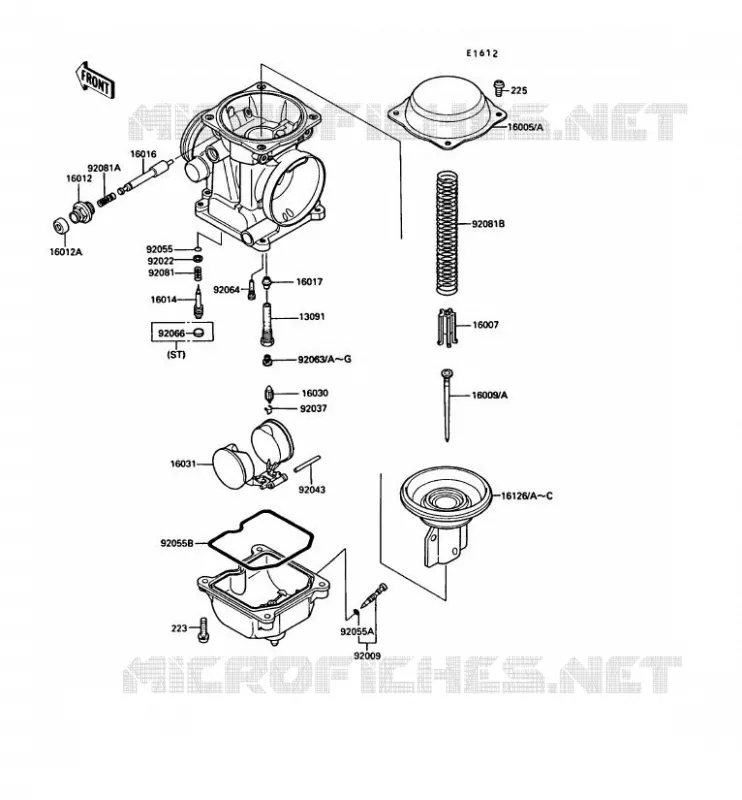 PI&Egrave;CES DE CARBURATEUR Kawasaki MOTOS 500 1990 GPZ500S  EX500-B3