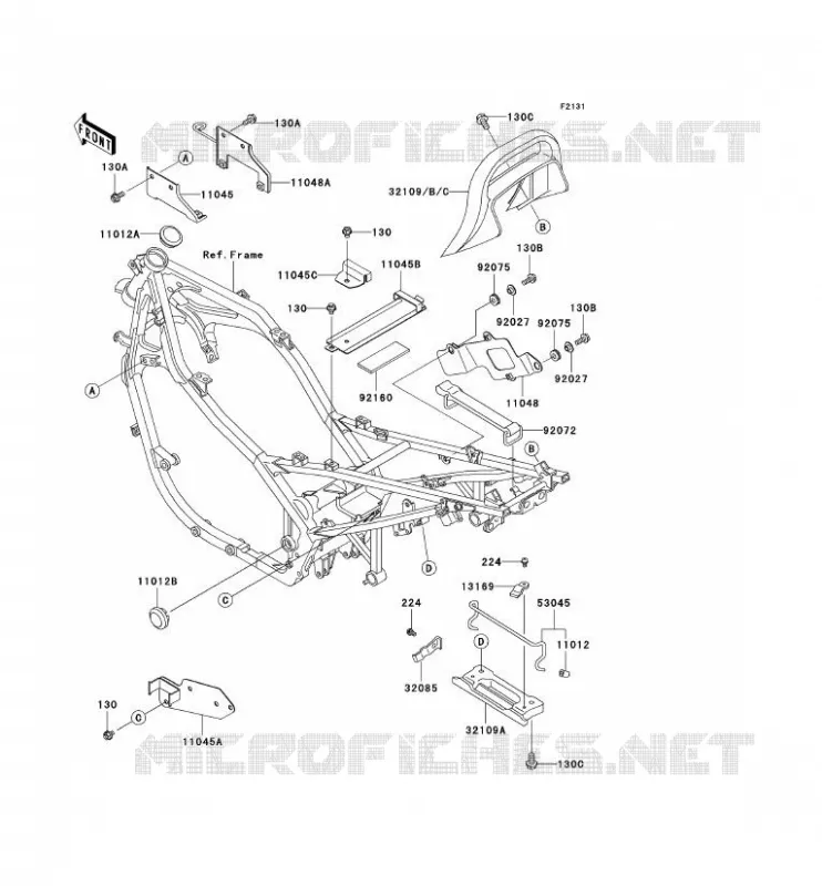 PIECE DE CADRE (COUVERTURE) Kawasaki MOTOS 500 2003 GPZ500S  EX500-D10