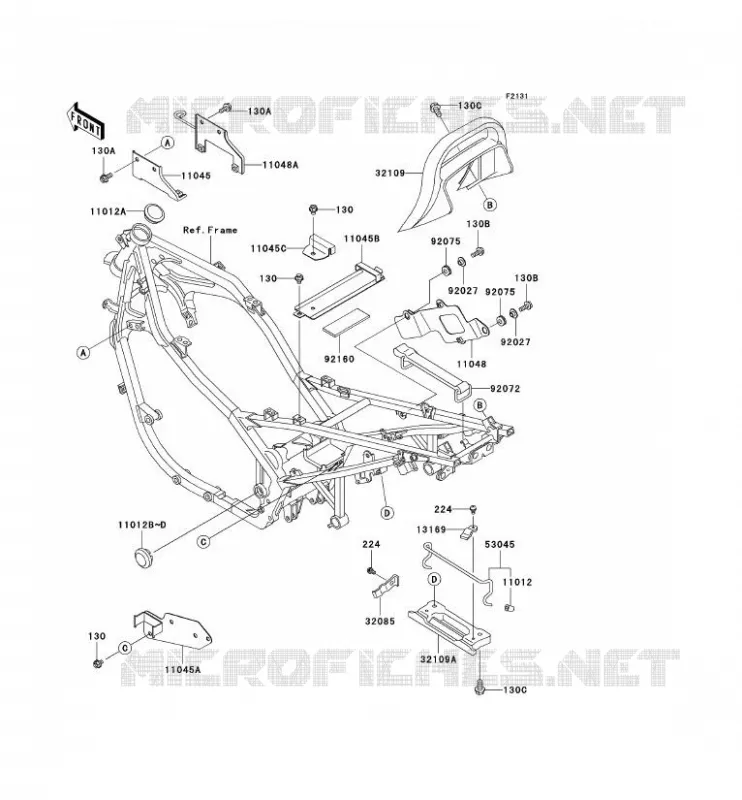 PIECE DE CADRE (COUVERTURE) Kawasaki MOTOS 500 2006 GPZ500S  EX500D6F