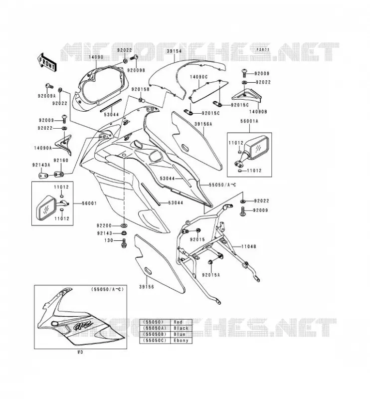 CARENAGE Kawasaki MOTOS 500 2000 GPZ500S  EX500-D7