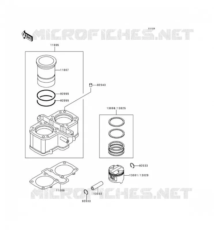 CYLINDRE/PISTON Kawasaki MOTOS 500 2000 GPZ500S  EX500-D7