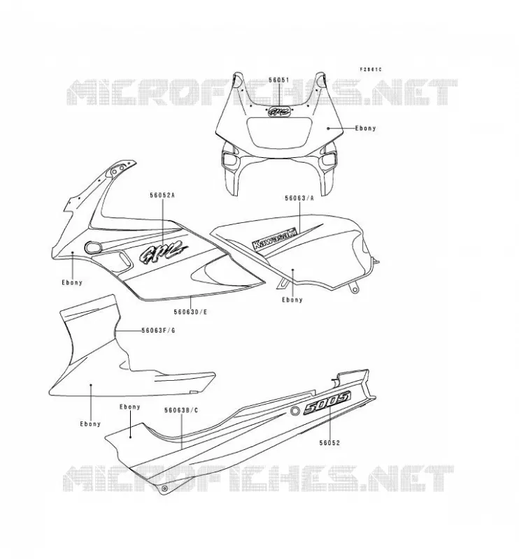 STICKER(EBONY) Kawasaki MOTOS 500 2000 GPZ500S  EX500-D7