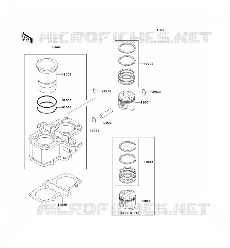 CYLINDRE/PISTON Kawasaki MOTOS 500 2000 GPZ500S  EX500-D7