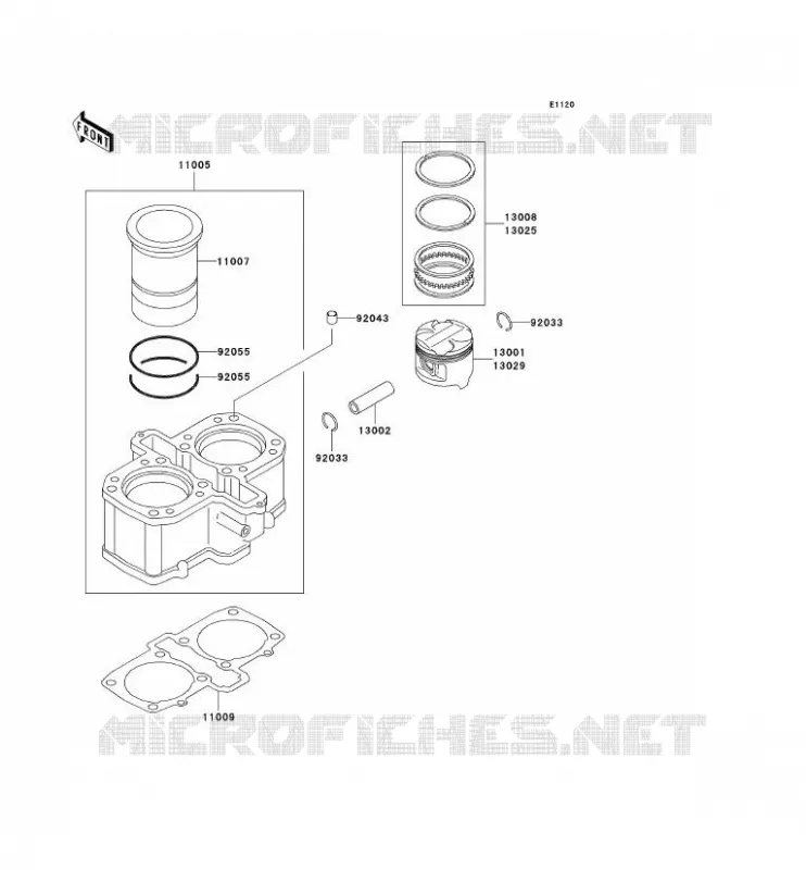 CYLINDRE/PISTON Kawasaki MOTOS 500 2008 GPZ500S  EX500D8F