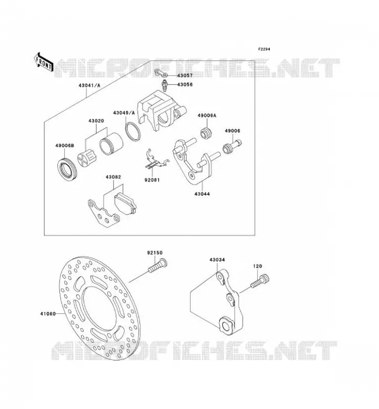 FREIN ARRIERE Kawasaki MOTOS 500 2002 GPZ500S  EX500-D9