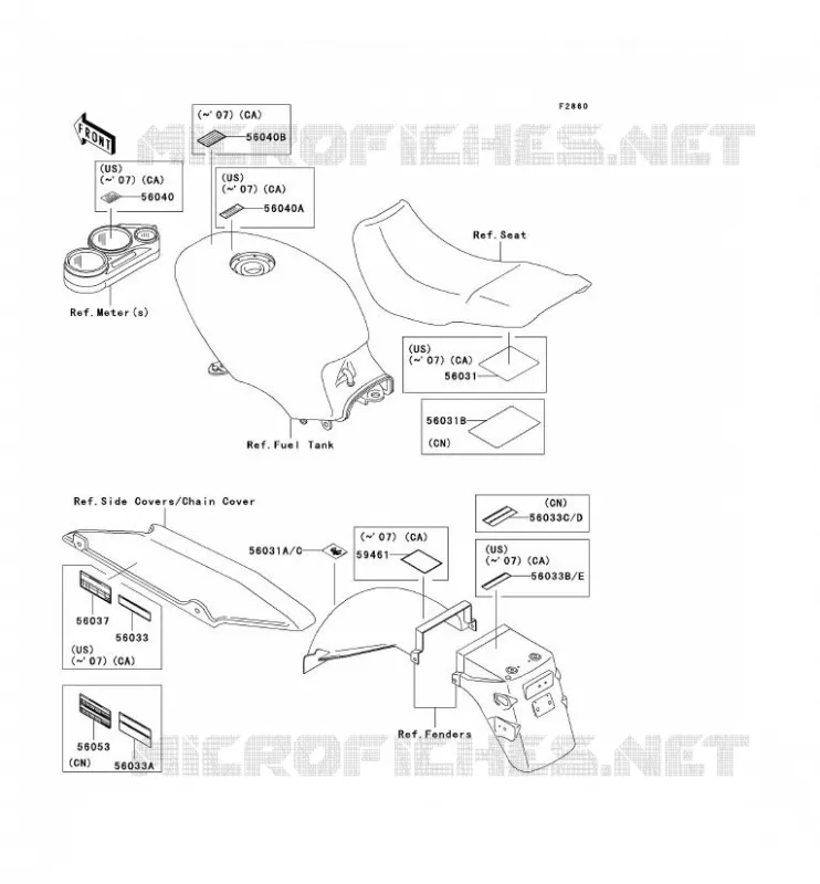 LABEL Kawasaki MOTOS 500 2009 GPZ500S  EX500D9F