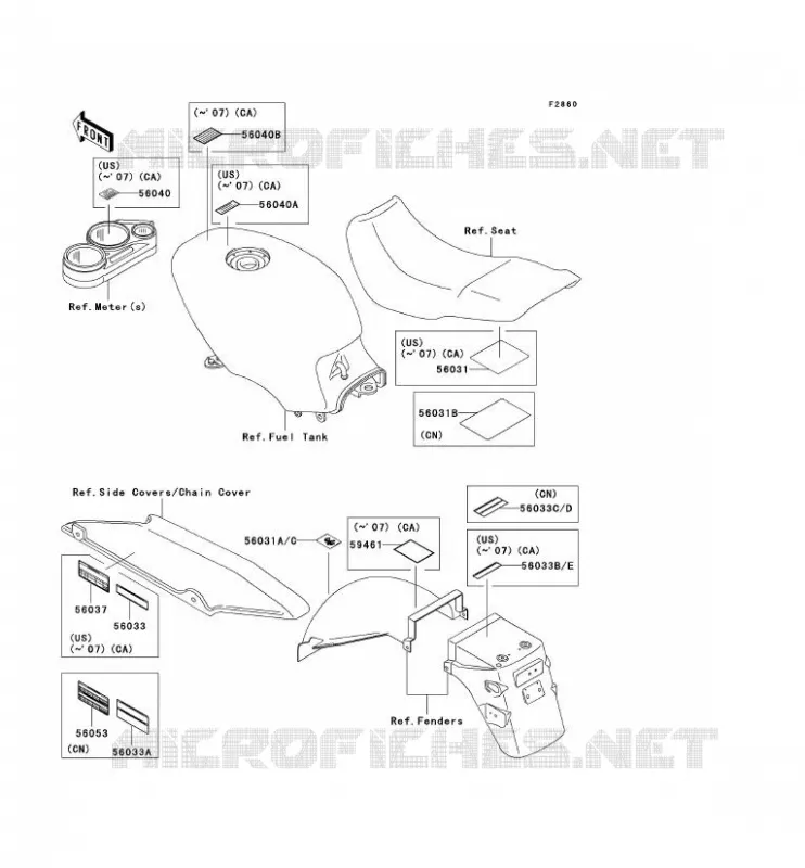 LABEL Kawasaki MOTOS 500 2009 GPZ500S  EX500D9F