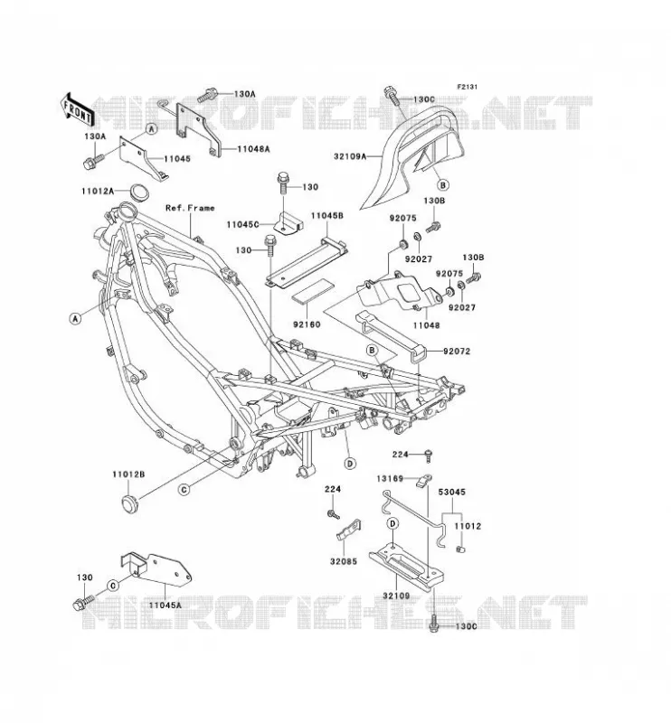 PIECE DE CADRE (COUVERTURE) Kawasaki MOTOS 500 2002 GPZ500S  EX500-E9