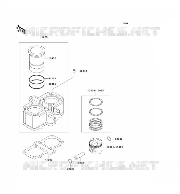 CYLINDRE/PISTON Kawasaki MOTOS 500 1995 GPZ500S  EX500-F2