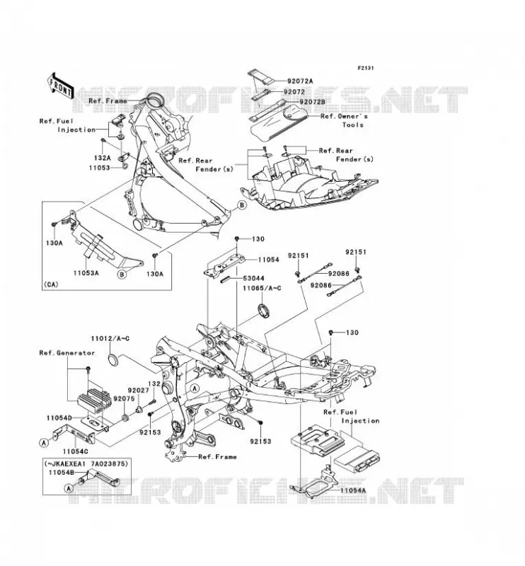 PIECE DE CADRE (COUVERTURE) Kawasaki MOTOS 650 2007 ER-6F  EX650A7F