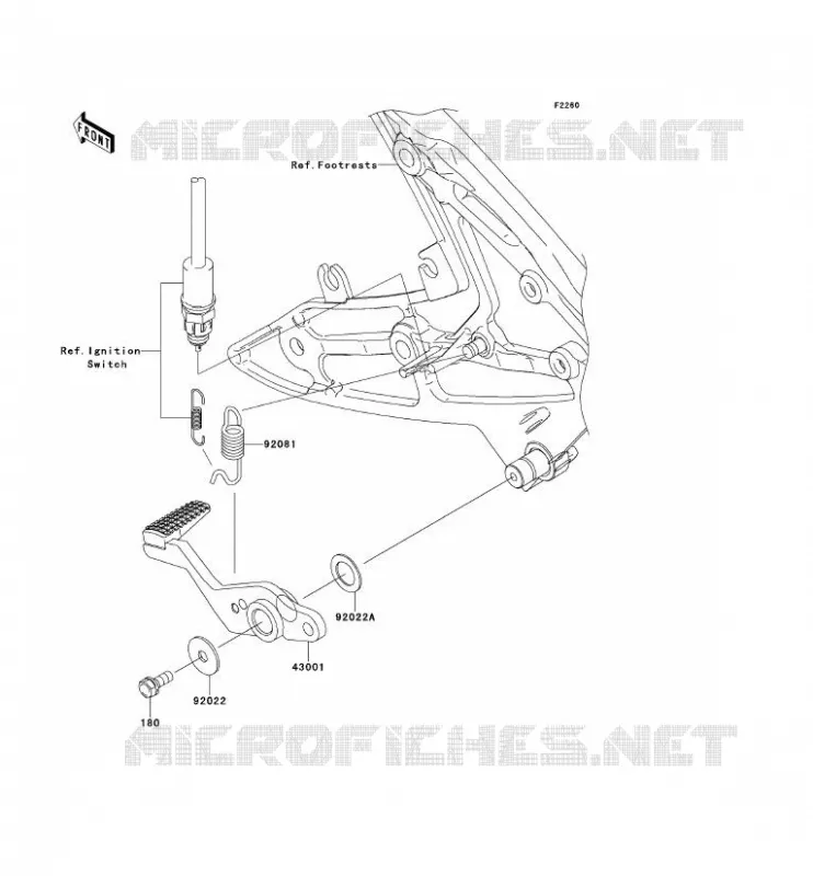 PEDALE DE FREIN Kawasaki MOTOS 650 2007 ER-6F ABS  EX650B7F