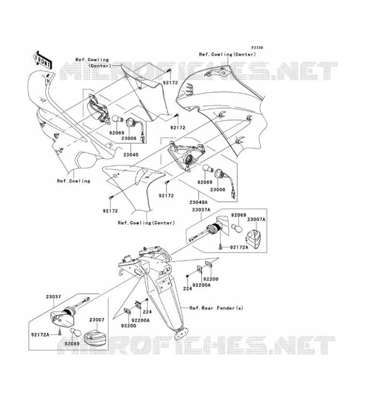 CLIGNOTANTS Kawasaki MOTOS 650 2008 ER-6F ABS  EX650B8F