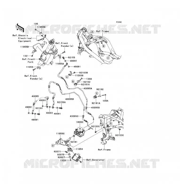 DURITE DE FREIN Kawasaki MOTOS 650 2009 ER-6F ABS  EX650D9F
