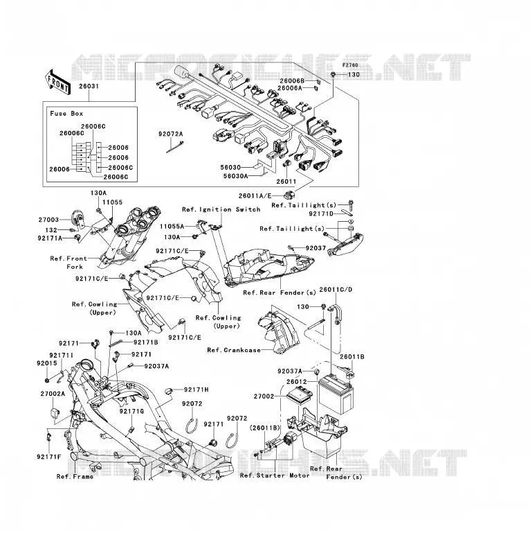 CHASSIS EQUIPMENT ELECTRIQUE Kawasaki MOTOS 650 2011 ER-6F ABS  EX650DBF