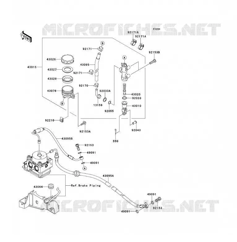MAITRE CYLINDRE ARRI&Egrave;RE Kawasaki MOTOS 650 2011 ER-6F ABS  EX650DBF