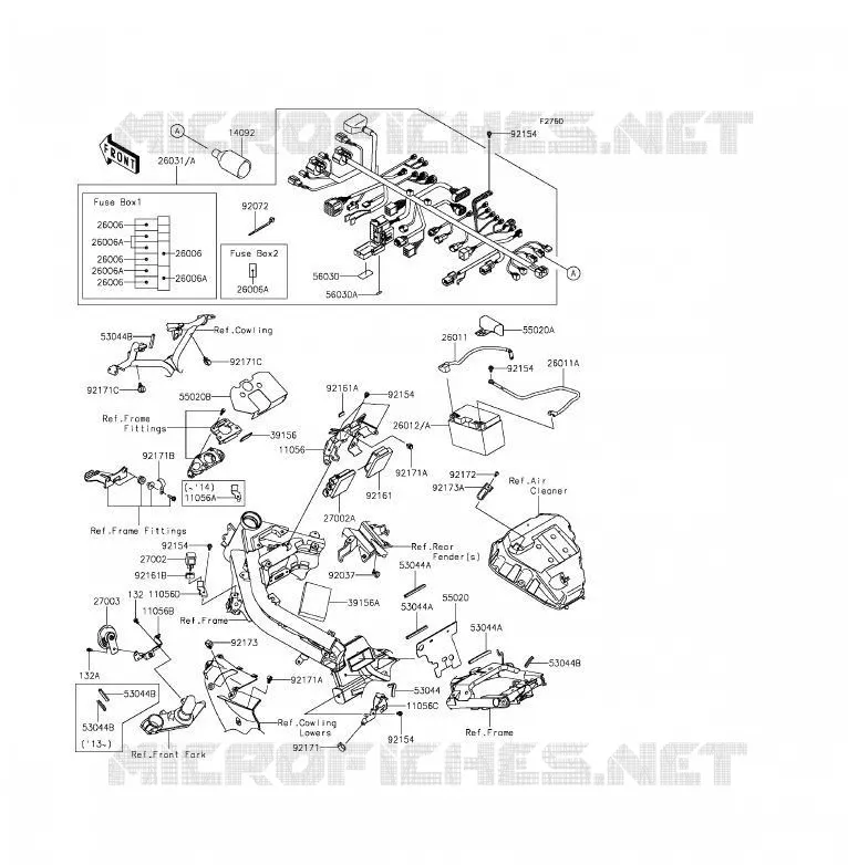 CHASSIS EQUIPMENT ELECTRIQUE(1/2) Kawasaki MOTOS 650 2012 ER-6F  EX650ECF