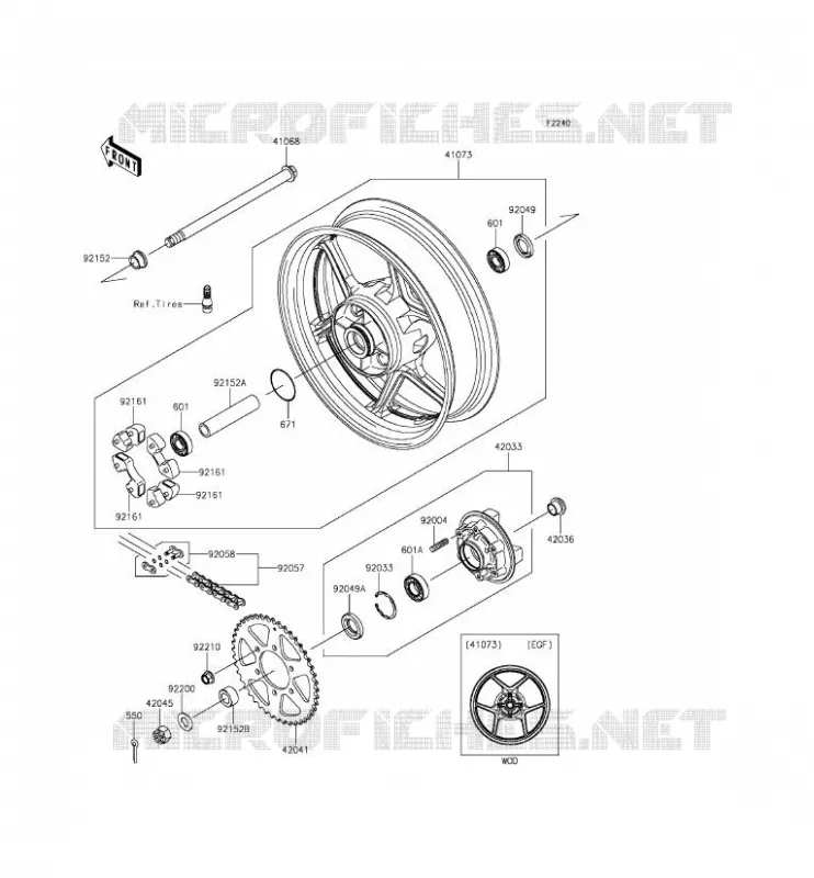 ROUE ARRI&Egrave;RE/CHAINE Kawasaki MOTOS 650 2012 ER-6F  EX650ECF