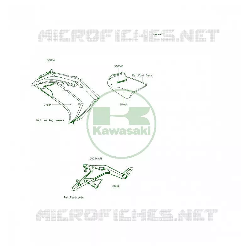 Decals(Green)(EDS) Kawasaki MOTOS 650 2013 ER-6F  EX650EDS