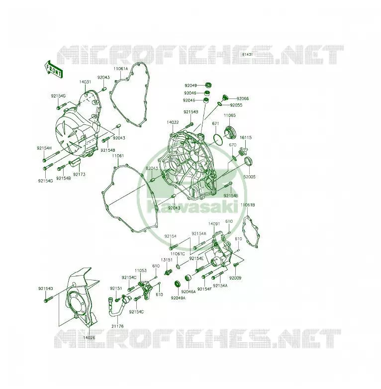 COUVERCLES MOTEUR Kawasaki MOTOS 650 2013 ER-6F  EX650EDS