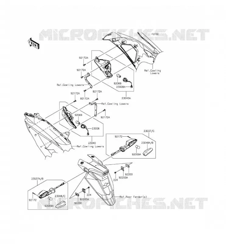 CLIGNOTANTS Kawasaki MOTOS 650 2013 ER-6F  EX650EDS