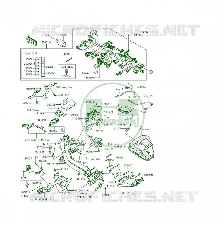 CHASSIS EQUIPMENT ELECTRIQUE(2/2) Kawasaki MOTOS 650 2014 ER-6F  EX650EEF