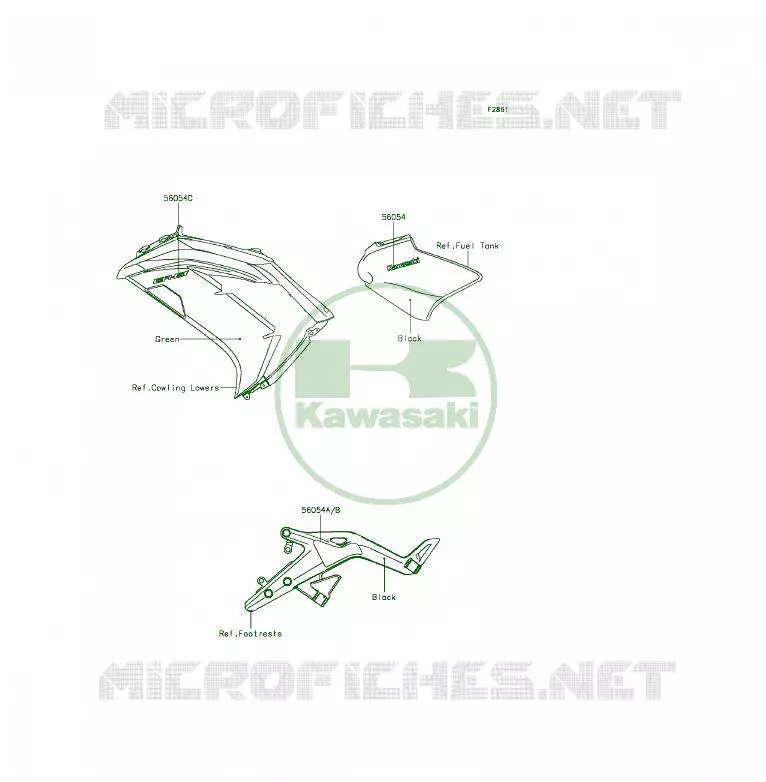 Decals(Green)(ECF) Kawasaki MOTOS 650 2014 ER-6F  EX650EEF