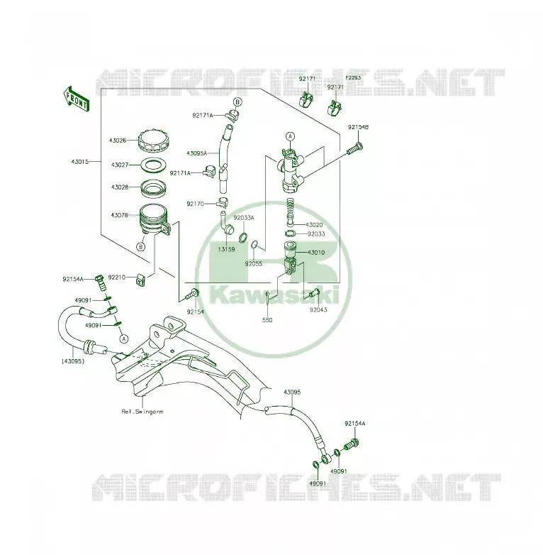 MAITRE CYLINDRE ARRI&Egrave;RE Kawasaki MOTOS 650 2014 ER-6F  EX650EEF
