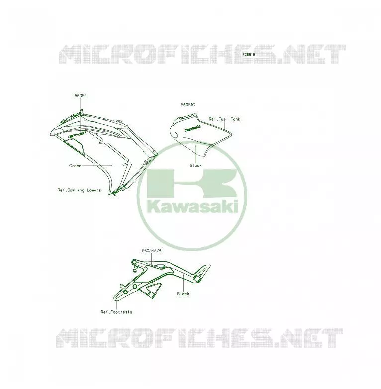 Decals(Green)(EDS) Kawasaki MOTOS 650 2014 ER-6F  EX650EEF