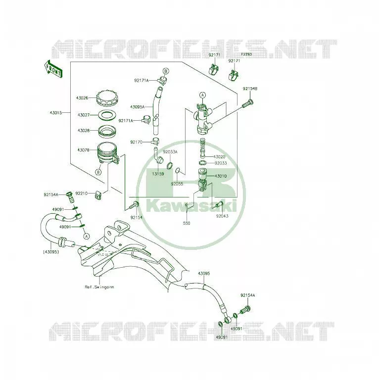 MAITRE CYLINDRE ARRI&Egrave;RE Kawasaki MOTOS 650 2014 ER-6F  EX650EEF