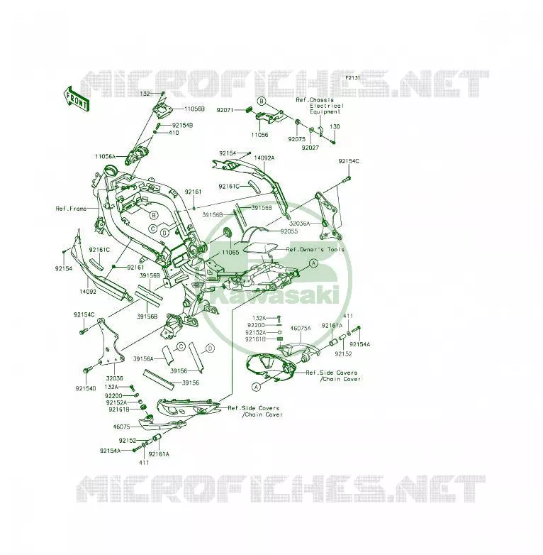 PIECE DE CADRE (COUVERTURE) Kawasaki MOTOS 650 2014 ER-6F  EX650EEF